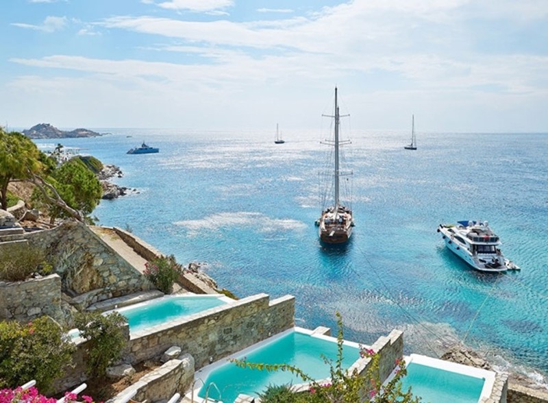 Private pools at Grecotel Mykonos Blu Boutique Resort