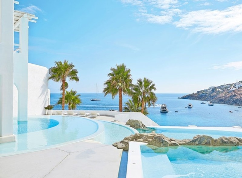 View of pools at Grecotel Mykonos Blu Boutique Resort