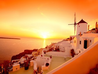 sunset in Santorini