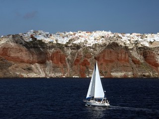 Oia from the sea, Santorini