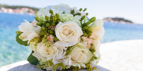 Bouquet of flowers green and white