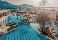 Pool area at Lindos Imperial Resort and Spa in Kiotari, Rhodes, Greece