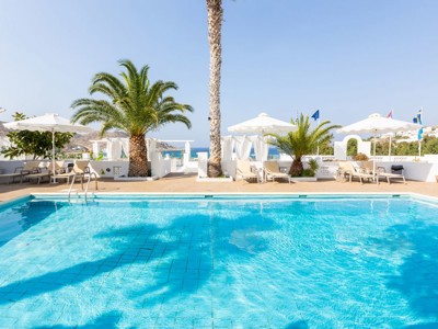 Pool area, Marcus Beach Hotel, Ios, Greece