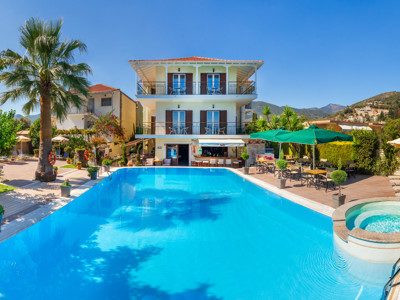 Pool area at the Sands Hotel, Lefkada.