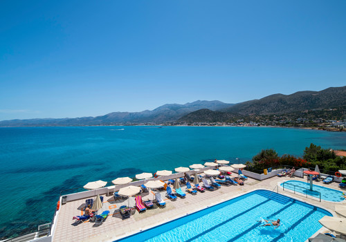 Main pool area with sea views