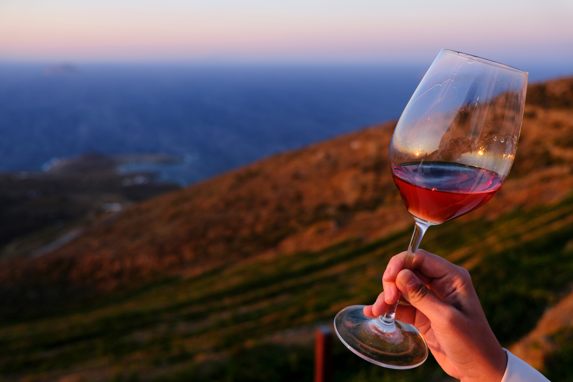 Woman Hand Holding Wine Serifos Island Greece Olympic Holidays