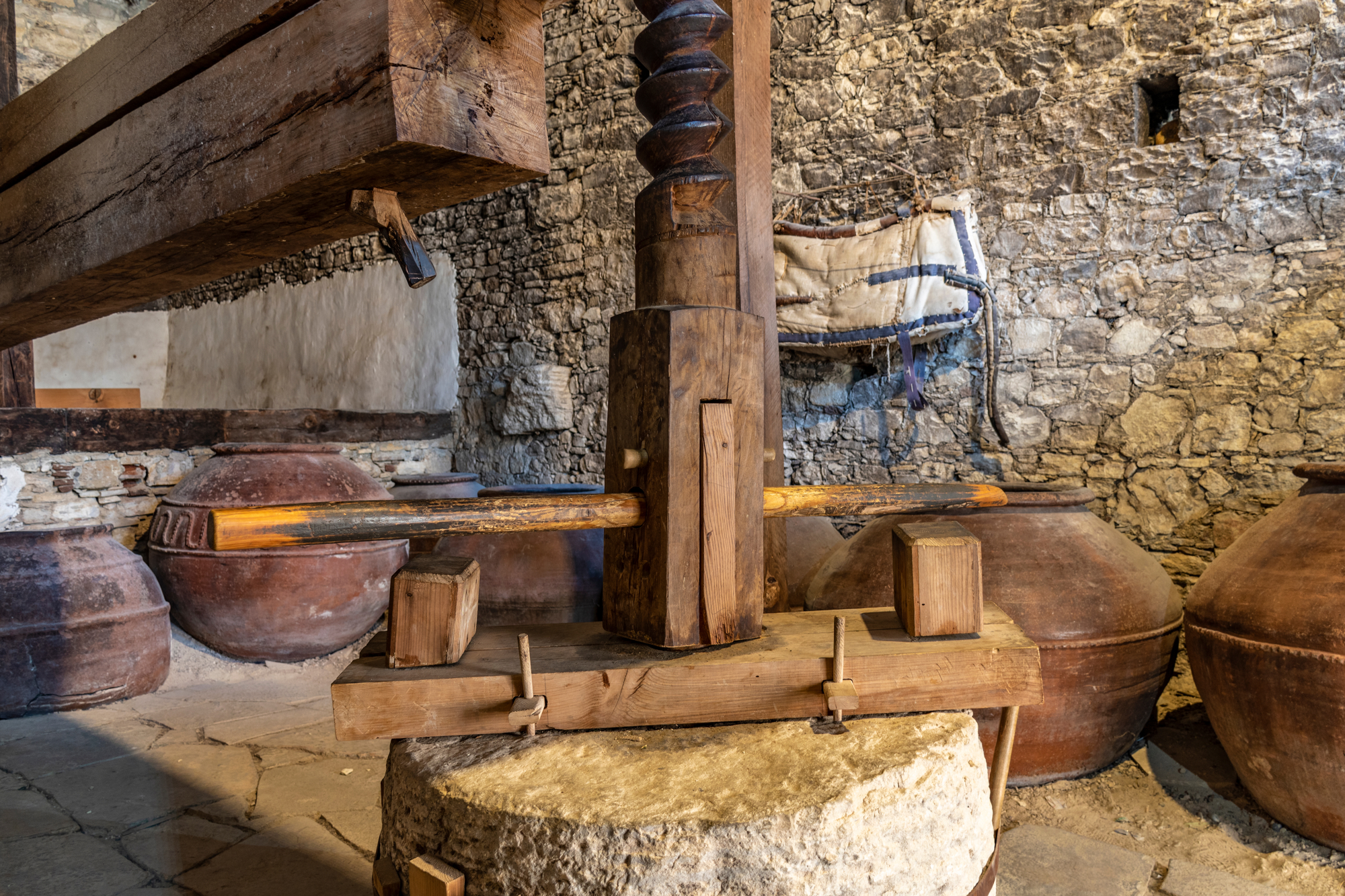 Antique Wooden Wine Press Linos Omodos Cyprus