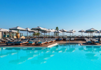 Pool overview at Solimar Aquamarine Hotel in Crete