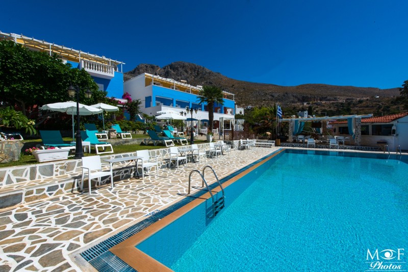 Pool view at Saraya Resort in Leros