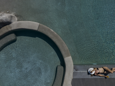 Aerial View of Swimming Pool at Paros Agnanti