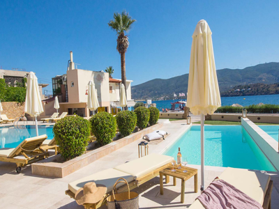 View from private pools at Aegean Villas in Poros