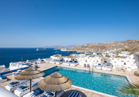 Pool with sea views at Tagoo Hotel in Mykonos town