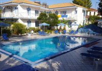 Pool view at Blue White Apartments