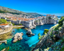 Aerial Panoramic View At Famous European Travel Destination, Dubrovnik Cityscape On Adriatic Coast