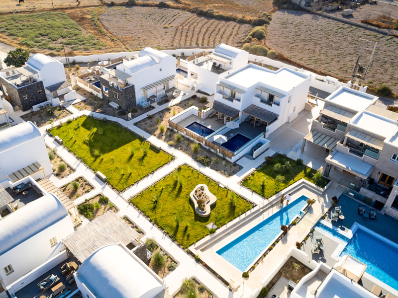 Aerial View of Sea Breeze Beach Resort Santorini