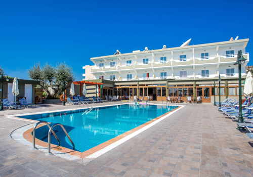 Exterior View of Georgia Apartments Rhodes and Swimming Pool